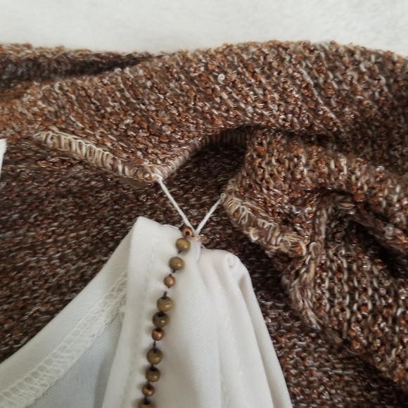 Alfred Dunner Brown Marled Open Front Cardigan 3/4 Sleeve Twin Set Beade… - Picture 7 of 12